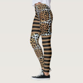 Chique stijlvolle bruine luipaard & zwarte bruine  leggings (Links)