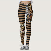 Chique stijlvolle bruine luipaard & zwarte bruine  leggings (Voorkant)