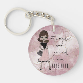Chique stijlvolle dame | Roze Marmer Gepersonalise Sleutelhanger