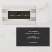 Chique Stijlvolle FAUX Goud en Zwart Gestreept Mon Visitekaartje (Voorkant / Achterkant)