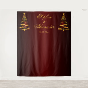 Chique stijlvolle gouden kerstboom achtergrond bru wandkleed