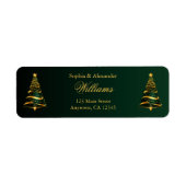 Chique stijlvolle gouden kerstboom bruiloft etiket (Voorkant)