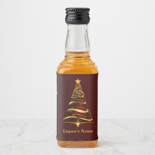 Chique stijlvolle gouden kerstboom bruiloft likeurfles etiket
