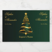 Chique stijlvolle gouden kerstboom bruiloft likeurfles etiket (Enkel label)