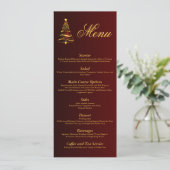 Chique Stijlvolle Gouden Kerstboom Bruiloft Menu Kaart (Staand voorkant)