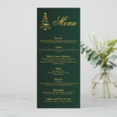Chique Stijlvolle Gouden Kerstboom Bruiloft Menu Kaart (Staand voorkant)
