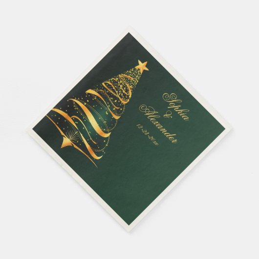 Chique stijlvolle gouden kerstboom bruiloft servet (Hoek)