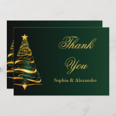 Chique stijlvolle gouden kerstboom dank u bruiloft bedankkaart (Voorkant / Achterkant)