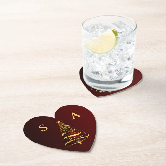 Chique Stijlvolle Gouden Kerstboom Monogram Bruilo Kartonnen Onderzetters (Insitu)