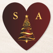 Chique Stijlvolle Gouden Kerstboom Monogram Bruilo Kartonnen Onderzetters (Voorkant)