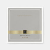 Chique & stijlvolle gouden lijnen op grijze bruilo servetten (Voorkant)