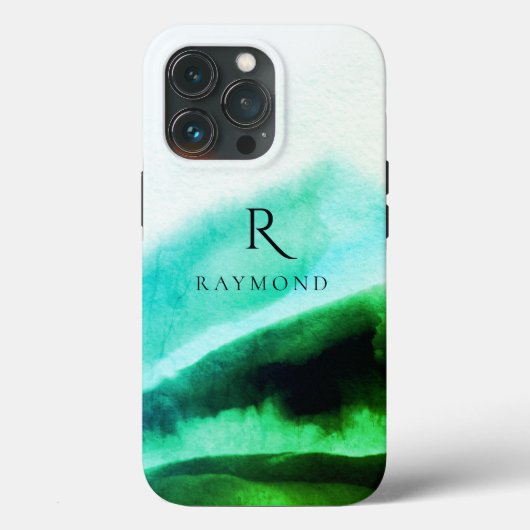 Chique stijlvolle groene berglandschap monogram Case-Mate iPhone case (Achterkant)