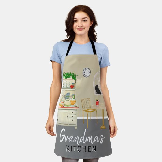Chique stijlvolle 'Grootmoeders Keuken' Schort (Gedragen)