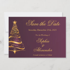 Chique stijlvolle kerstboom bruiloft save the date kaart