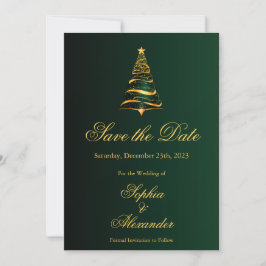 Chique stijlvolle kerstboom bruiloft save the date kaart