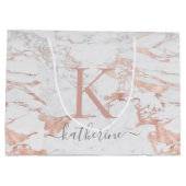 Chique Stijlvolle Marmer en Roos Gouden Folie Mono Groot Cadeauzakje (Achterkant)