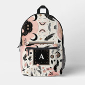 Chique stijlvolle meisjes  monogram zwarte school bedrukte rugzak (Voorkant)