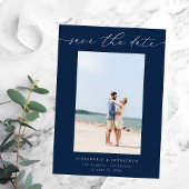 Chique stijlvolle mod foto Save the Date 3 - Navy Kaart