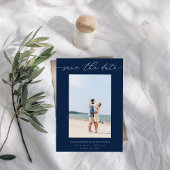 Chique stijlvolle mod foto Save the Date 3 - Navy Kaart
