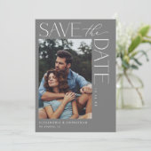 Chique Stijlvolle Mod Photo Save the Date 2 Grijs Kaart (Staand voorkant)