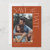 Chique Stijlvolle Mod Photo Save the Date 2 Roest  Kaart (Voorkant)