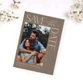 Chique Stijlvolle Mod Photo Save the Date 2 Taupe Kaart