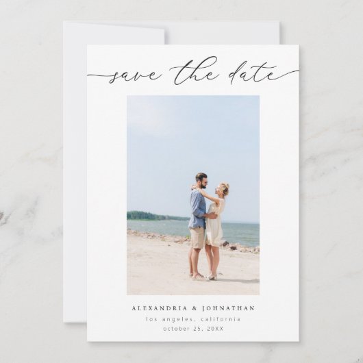 Chique Stijlvolle Mod Photo Save the Date 3 Kaart (Voorkant)