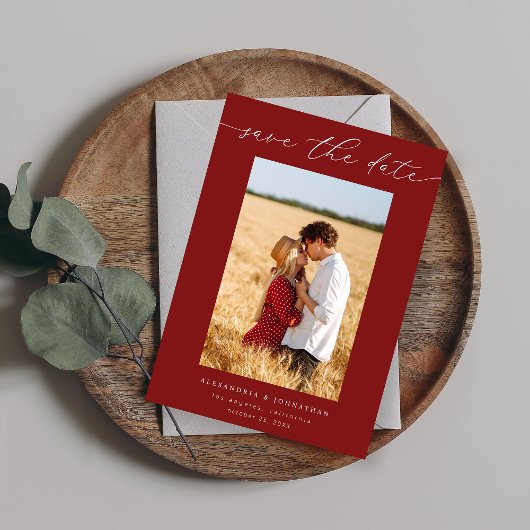 Chique Stijlvolle Mod Photo Save the Date 3 - Rood Kaart