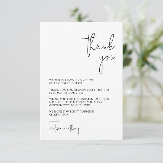 Chique stijlvolle moderne foto bruiloft bedankkaart (Staand voorkant)