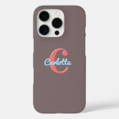 Chique stijlvolle mokkabruine monogram beginletter Case-Mate iPhone case (Achterkant)