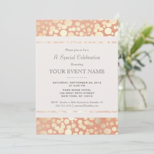 Chique stijlvolle nep goud folie cirkels & perzik kaart (Staand voorkant)