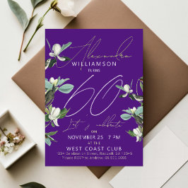 Chique stijlvolle Paarse en witte Sixty Modern Flo Feestdagenkaart