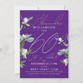 Chique stijlvolle Paarse en witte Sixty Modern Flo Feestdagenkaart (Voorkant)