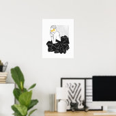 Chique stippen mode meisje zwart en wit poster (Thuiskantoor)
