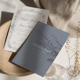 Chique Stof met Blauwe Bloemen Boho Botanische  Br Kaart