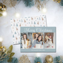 Chique Stofblauw Prettig Kerstmis Fotocollage