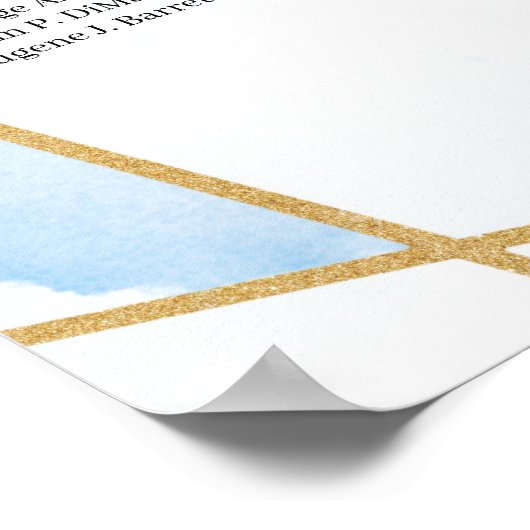 Chique Stoffig blauw bloemengoud lijst Alfabetisch Poster (Hoek)