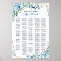 Chique Stoffig blauw bloemengoud lijst Alfabetisch