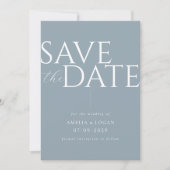 Chique Stoffig Blauw Modern Minimalist Save The Date (Voorkant)