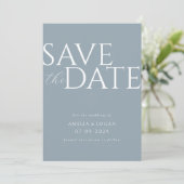 Chique Stoffig Blauw Modern Minimalist Save The Date (Staand voorkant)