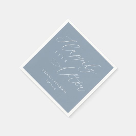 Chique stoffige blauw & wit gelukkig ooit na bruil servet (Hoek)