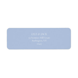 Chique stoffige blauwe bruiloft retour adres label