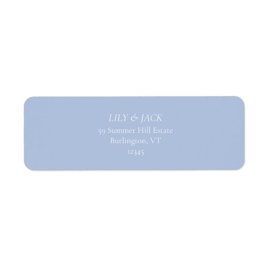 Chique stoffige blauwe bruiloft retour adres label (Voorkant)