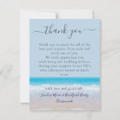 Chique stoffige blauwe tropische strand foto boog bedankkaart (Achterkant)