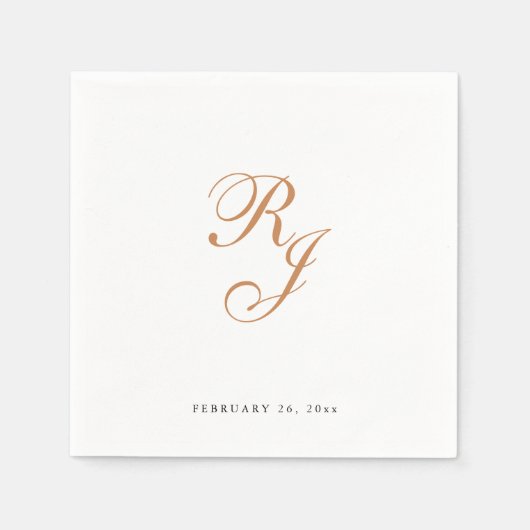 Chique stoffige gouden monogram bruiloft servetten (Voorkant)