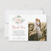 Chique stoffige Roos eucalyptus bruiloft foto Bedankkaart (Voorkant)