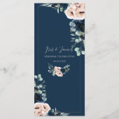 Chique stoffige roze blush marine Rozen bloemenbru Programmakaart (Achterkant)
