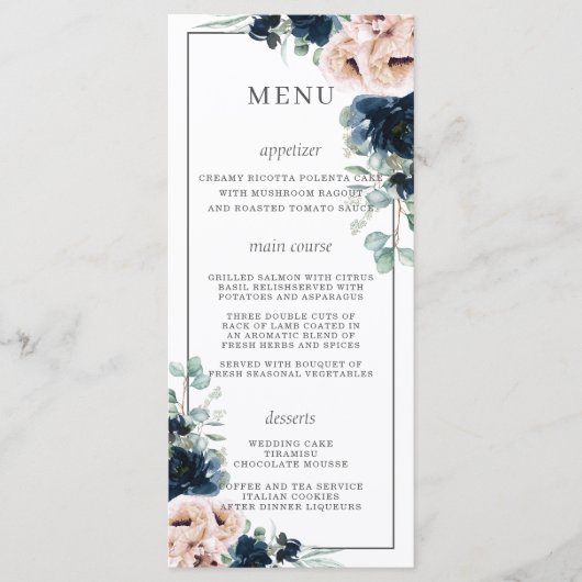 Chique stoffige roze blush marine Rozen bloemenbru Programmakaart (Voorkant)