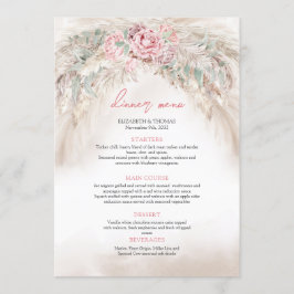 Chique stoffige roze rozen salie groen pampas menu