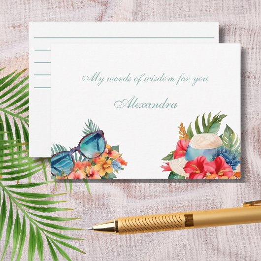 Chique strand roze bloementropisch Vrijgezellenfee Informatiekaartje